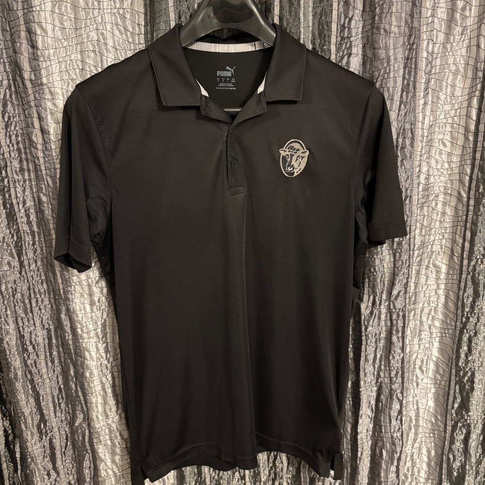 Puma Men's Polo Golf Shirt in Black with Cow Embroidery N1